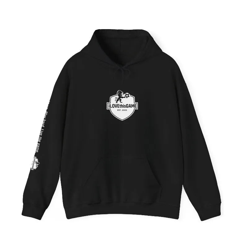 Warm and soft black hoodie for football and soccer lovers from iLOVEthisGAME