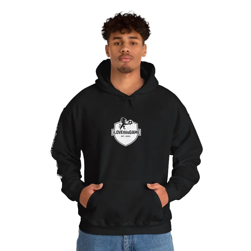 Warm and soft black hoodie for football and soccer lovers from iLOVEthisGAME