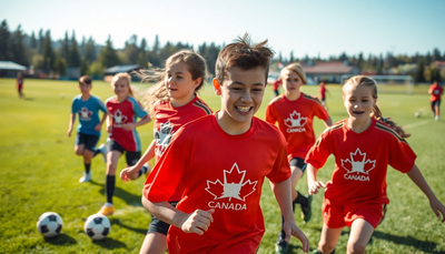 young kids training on a field in Canada