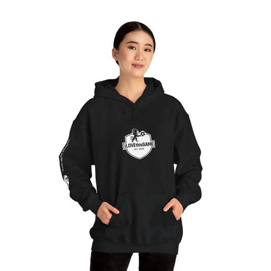 Warm and soft black hoodie for football and soccer lovers from iLOVEthisGAME