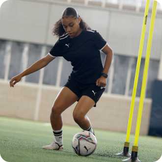 Female soccer player training for Playermaker and iLOVEthisGAME