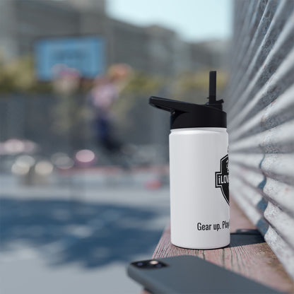 iLOVEthisGAME white stainless steel insulated custom water bottle and soccer cleats