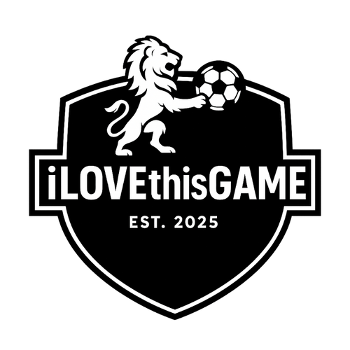 iLOVEthisGAME black and white logo for premium soccer gear and cleats