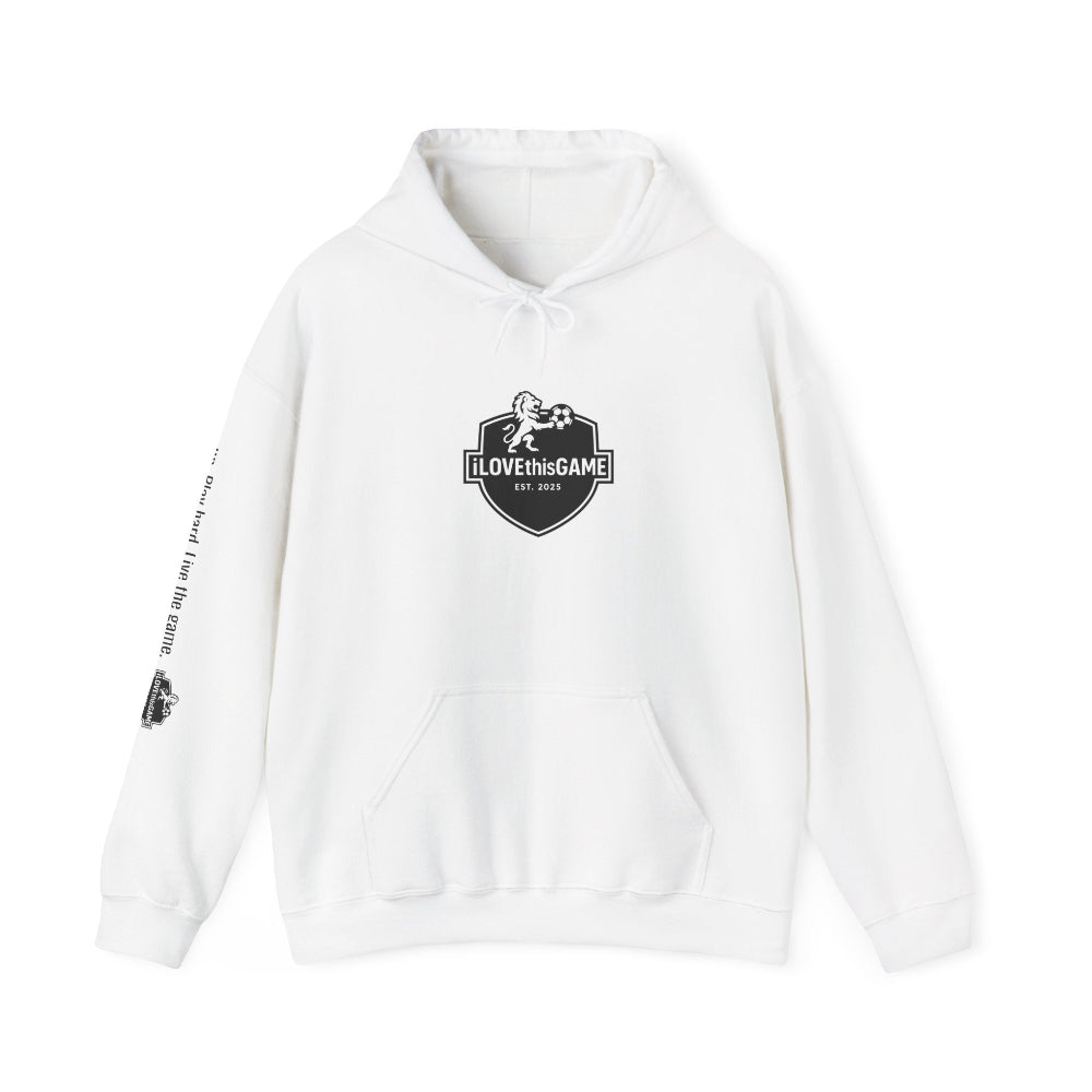 iLOVEthisGAME white high quality fleece hoodie and soccer cleats