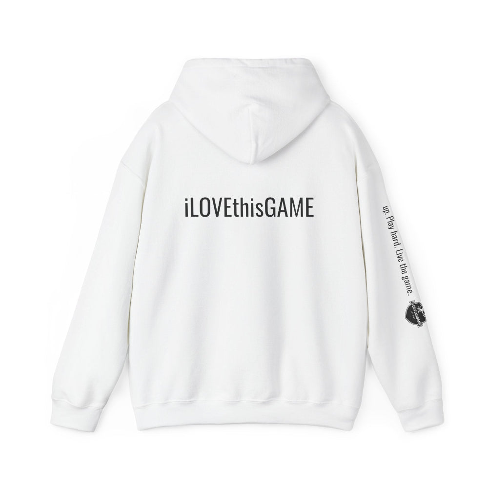iLOVEthisGAME white high quality fleece hoodie and soccer cleats