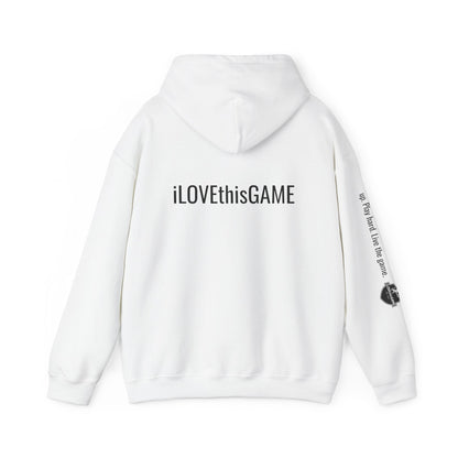 iLOVEthisGAME white high quality fleece hoodie and soccer cleats