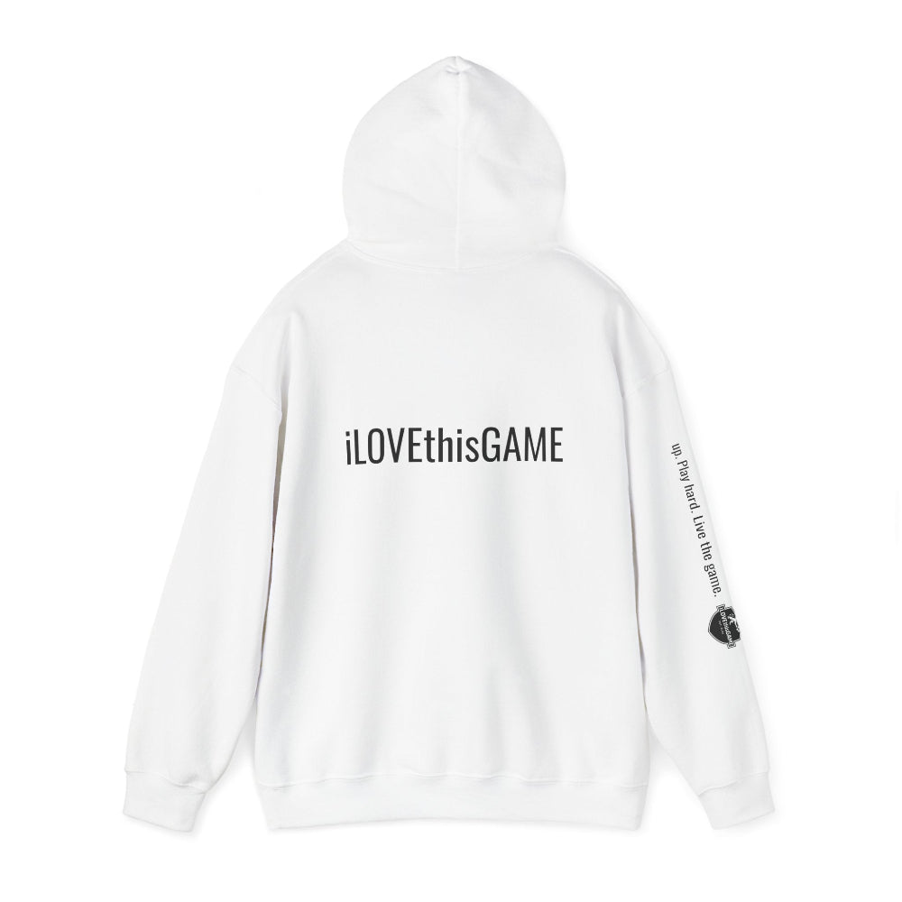 iLOVEthisGAME white high quality fleece hoodie and soccer cleats