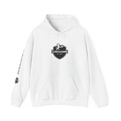 Warm and soft white hoodie for football and soccer lovers from iLOVEthisGAME

